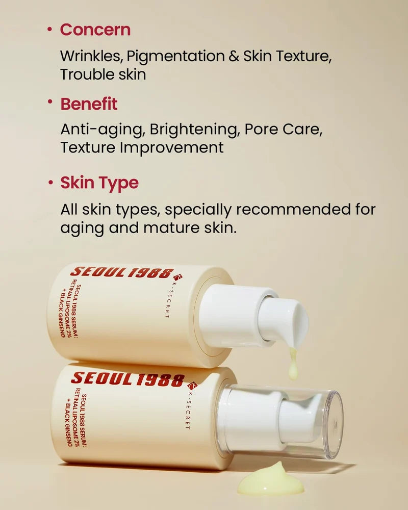 K‑SECRET - SEOUL 1988 Serum: Retinal Liposome 2% + Black Ginseng